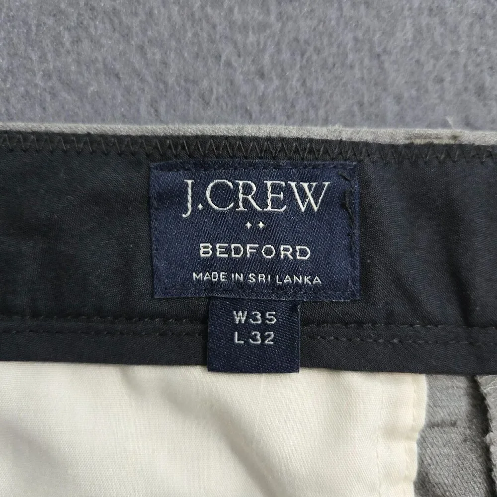 J. Crew Men 35X32 (36X29) Bedford Chambray Gray Flat Front Dress Pants